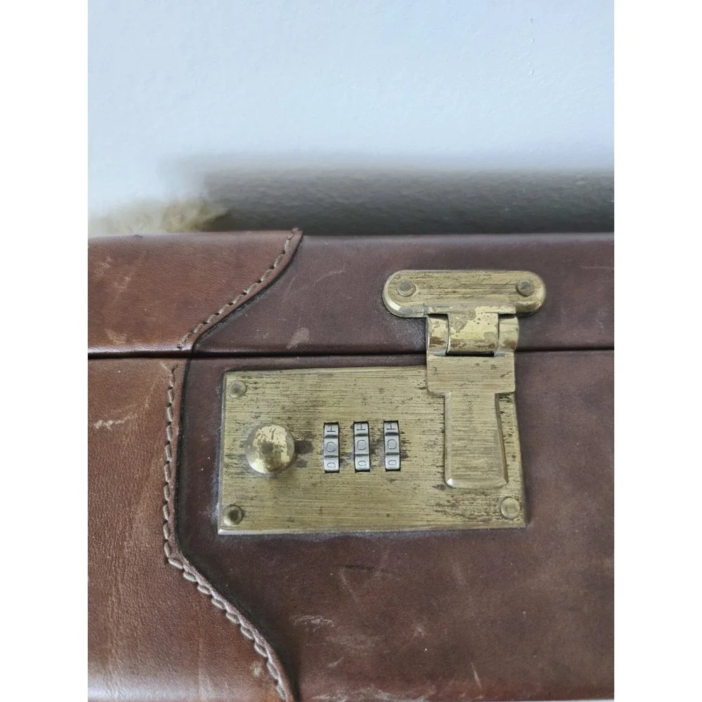 🗼RARE Vintage LANCEL Paris Hard Leather Portfolio Document Briefcase France